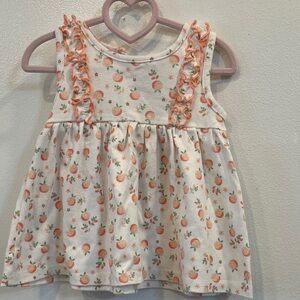 Peach Print Baby Dress with Ruffle Details 18 months